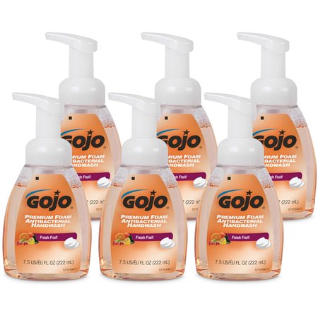 GOJO Foam Antibact Soap, Pump Bottle, 7-1/2oz. Fresh Fruit, PK 6 GOJ571006CT